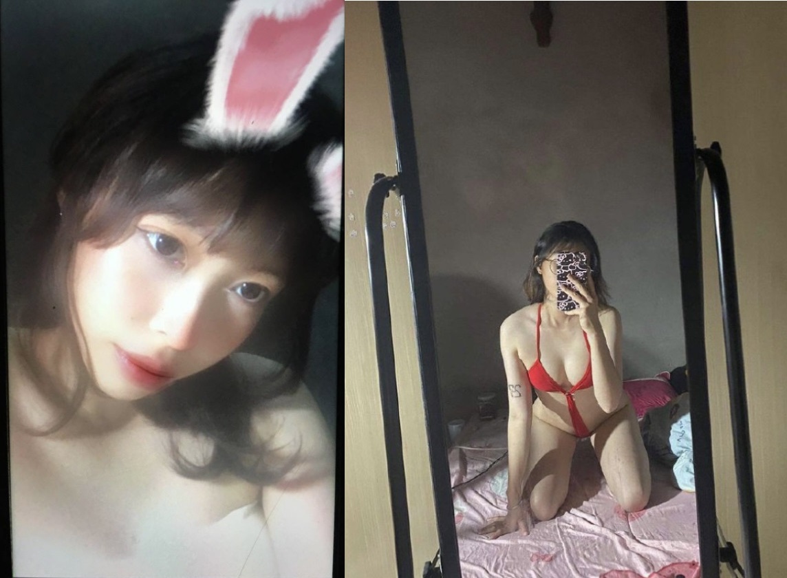 Em người yêu thích mặc lọt khe đỏ dâm đãng